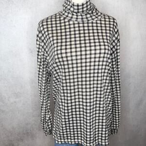 90s Vintage Gingham Women's Balloon Sleeve Turtleneck XL